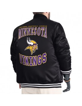 Minnesota Vikings Adaptive Team Graphic Varsity Satin Jacket