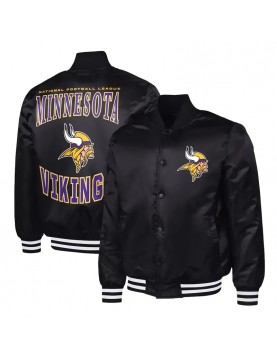 Minnesota Vikings Adaptive Team Graphic Varsity Satin Jacket