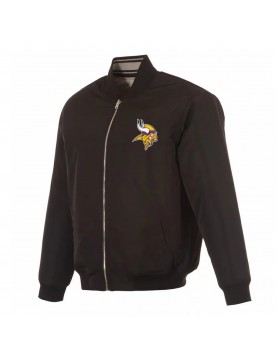 Minnesota Vikings Black/Gray Full-Zip Reversible Flight Jacket