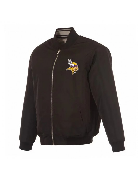 Minnesota Vikings Black/Gray Full-Zip Reversible Flight Jacket