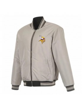 Minnesota Vikings Black/Gray Full-Zip Reversible Flight Jacket