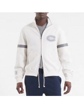 Montreal Canadiens White Striped Fleece Jacket