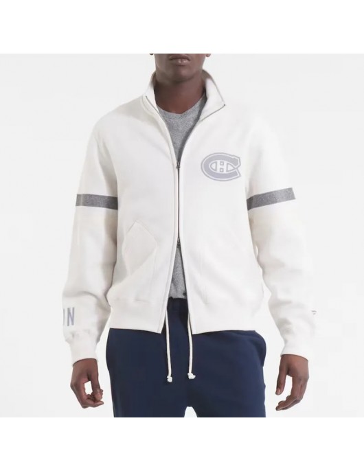 Montreal Canadiens White Striped Fleece Jacket Montreal Canadiens White Striped Fleece Jacket