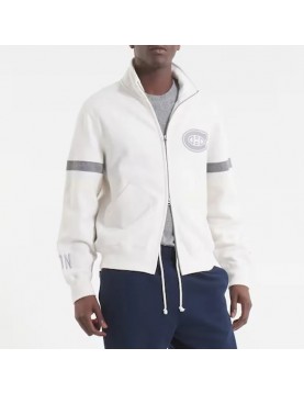 Montreal Canadiens White Striped Fleece Jacket