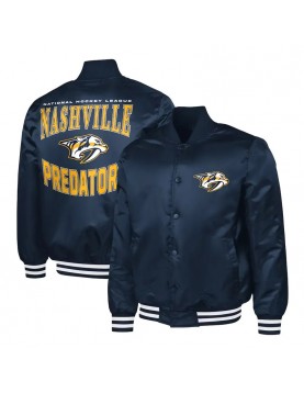 Nashville Predators Adaptive Bold Logo Varsity Satin Jacket