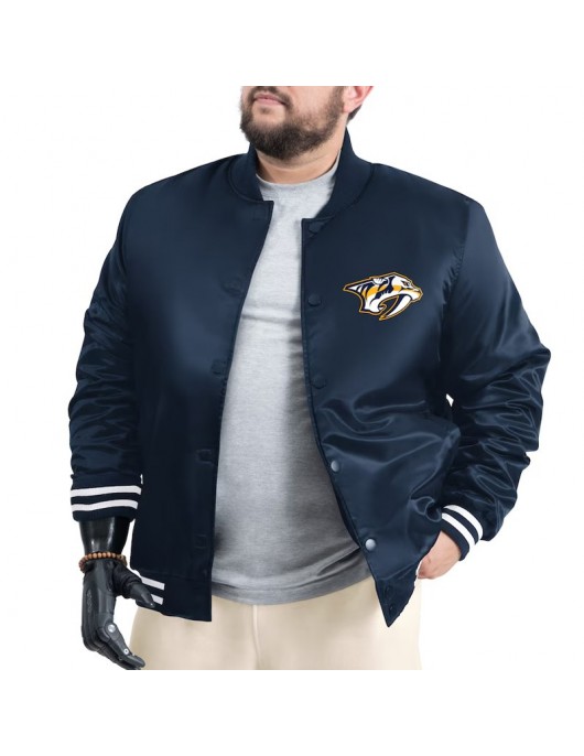 Nashville Predators Adaptive Bold Logo Varsity Satin Jacket