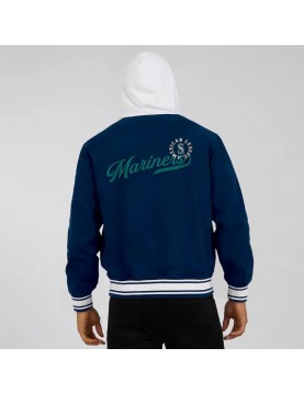 Navy Seattle Mariners Cotton Hooded Jacket 