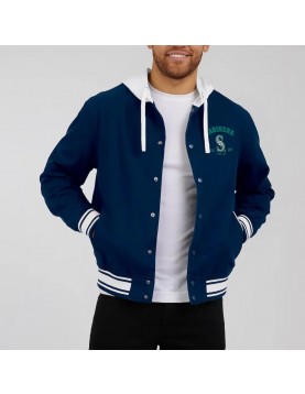 Navy Seattle Mariners Cotton Hooded Jacket 