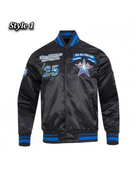 NBA All Star 2025 Classic Full-Snap Satin Eggshell/Black Jacket