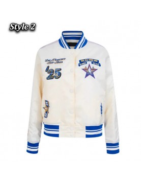 NBA All Star 2025 Classic Full-Snap Satin Eggshell/Black Jacket