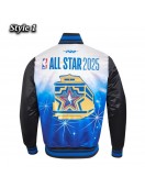 NBA All Star 2025 Classic Full-Snap Satin Eggshell/Black Jacket