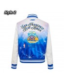 NBA All Star 2025 Classic Full-Snap Satin Eggshell/Black Jacket