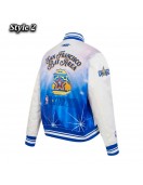 NBA All Star 2025 Classic Full-Snap Satin Eggshell/Black Jacket