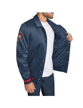 New Orleans Pelicans Stitch Applique Navy Satin Jacket