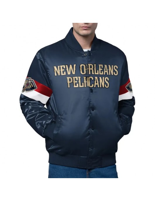 New Orleans Pelicans Triple Option Varsity Satin Jacket New Orleans Pelicans Triple Option Varsity Satin Jacket