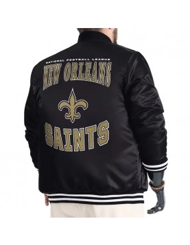 New Orleans Saints Adaptive Team Graphic Varsity Satin Jacket