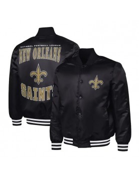 New Orleans Saints Adaptive Team Graphic Varsity Satin Jacket