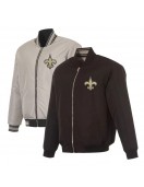 New Orleans Saints Black/Gray Full-Zip Reversible Flight Jacket