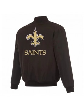 New Orleans Saints Black/Gray Full-Zip Reversible Flight Jacket