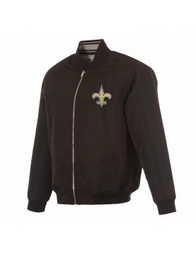 New Orleans Saints Black/Gray Full-Zip Reversible Flight Jacket