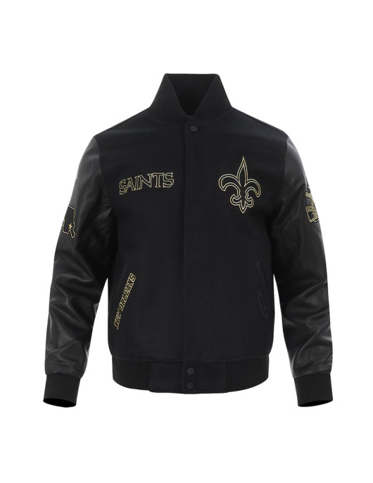 New Orleans Saints Full-Zip Black Varsity Jacket