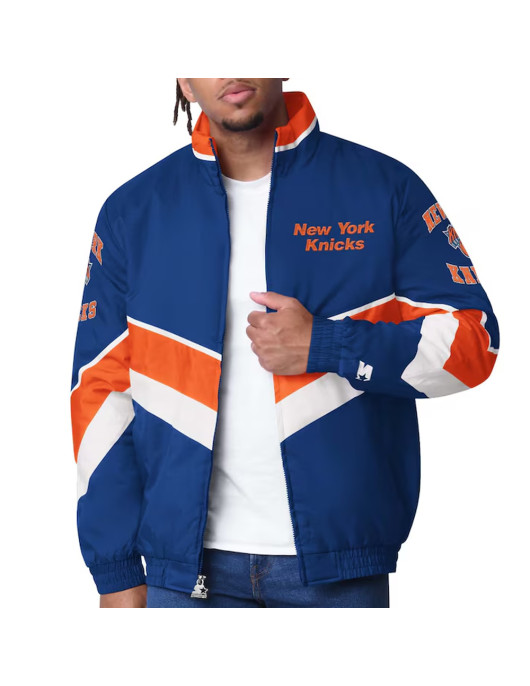 New York Knicks Captain Royal Varsity Satin Jacket