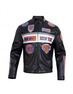 New York Knicks Men's Moto Black Jacket