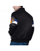 New York Knicks Triple Option Varsity Satin Jacket New York Knicks Triple Option Varsity Satin Jacket