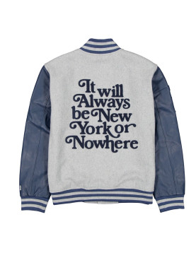 New York Or Nowhere Gray and Navy Varsity Jacket