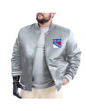 New York Rangers Adaptive Bold Logo Varsity Satin Jacket