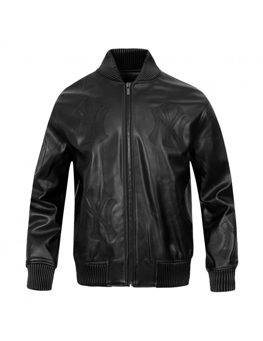 New York Yankees Washed Vanguard Men's Leather Varsity Jacket New York Yankees Washed Vanguard Men's Leather Varsity Jacket