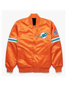 NFL Miami Dolphins Orange Satin Jacket