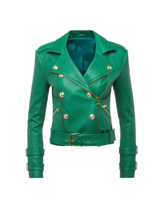 Nicole Young Selling Sunset Green Leather Jacket