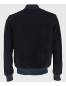 Noah Mens Navy Blue Bomber Suede Leather Jacket