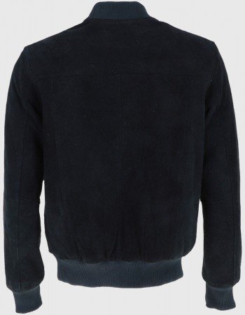 Noah Mens Navy Blue Bomber Suede Leather Jacket Noah Mens Navy Blue Bomber Suede Leather Jacket