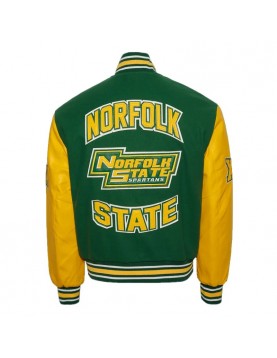 Norfolk State University Green and Gold Varsity Jacket - Unisex Wool &amp; Leather