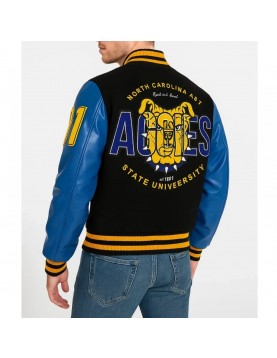 North Carolina A&amp;T Aggie Black and Blue Varsity Jacket