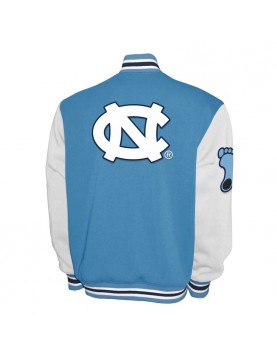 North Carolina Tar Heels Fleece Carolina Blue and White Varsity Jacket
