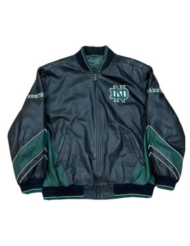 North Dakota Fighting Hawks Black Varsity Leather Jacket