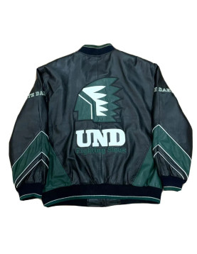 North Dakota Fighting Hawks Black Varsity Leather Jacket