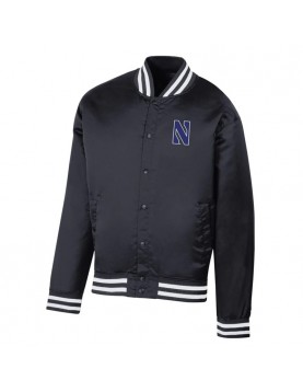 Northwestern Wildcats Retro Champion Bomber Black Jacket