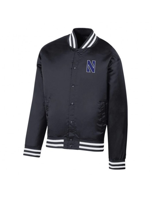 Northwestern Wildcats Retro Champion Bomber Black Jacket