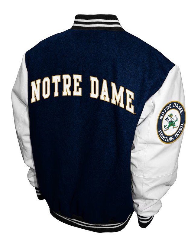 Notre Dame Fighting Irish Graduate Navy and White Varsity Jacket Notre Dame Fighting Irish Graduate Navy and White Varsity Jacket