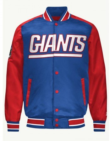  NY Giants Blue and Red Varsity Satin Jacket