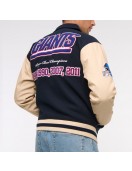 NY Giants Navy and Eggshell Varsity Bomber Jacket NY Giants Navy and Eggshell Varsity Bomber Jacket