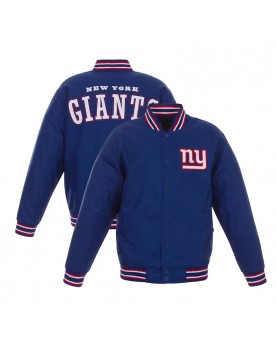 NY Giants Royal Poly Twill Varsity Jacket – New York Team Letterman Baseball Style