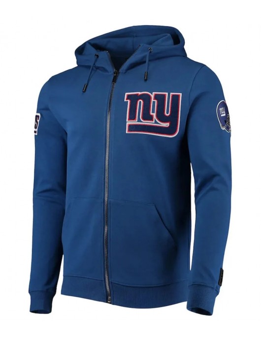 NY Giants Zip Up Blue Hoodie