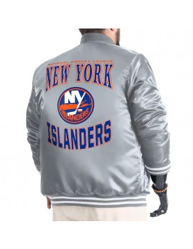 NY Islanders Adaptive Bold Logo Varsity Satin Jacket