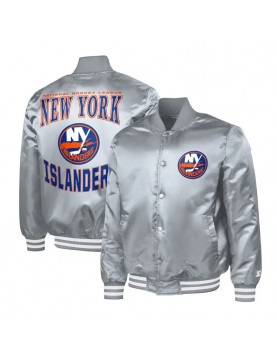 NY Islanders Adaptive Bold Logo Varsity Satin Jacket