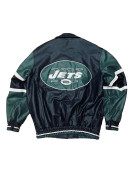NY Jets Black and Green Varsity Leather Jacket